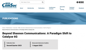 Special Issue of IEEE J-SAC on Beyond Shannon Communications