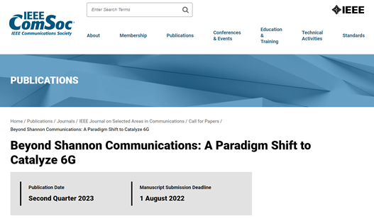 Special Issue of IEEE J-SAC on Beyond Shannon Communications